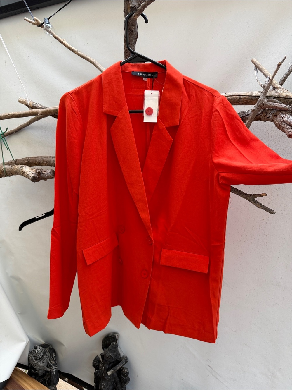 Sugarlips Bright Red Single-Breasted Blazer